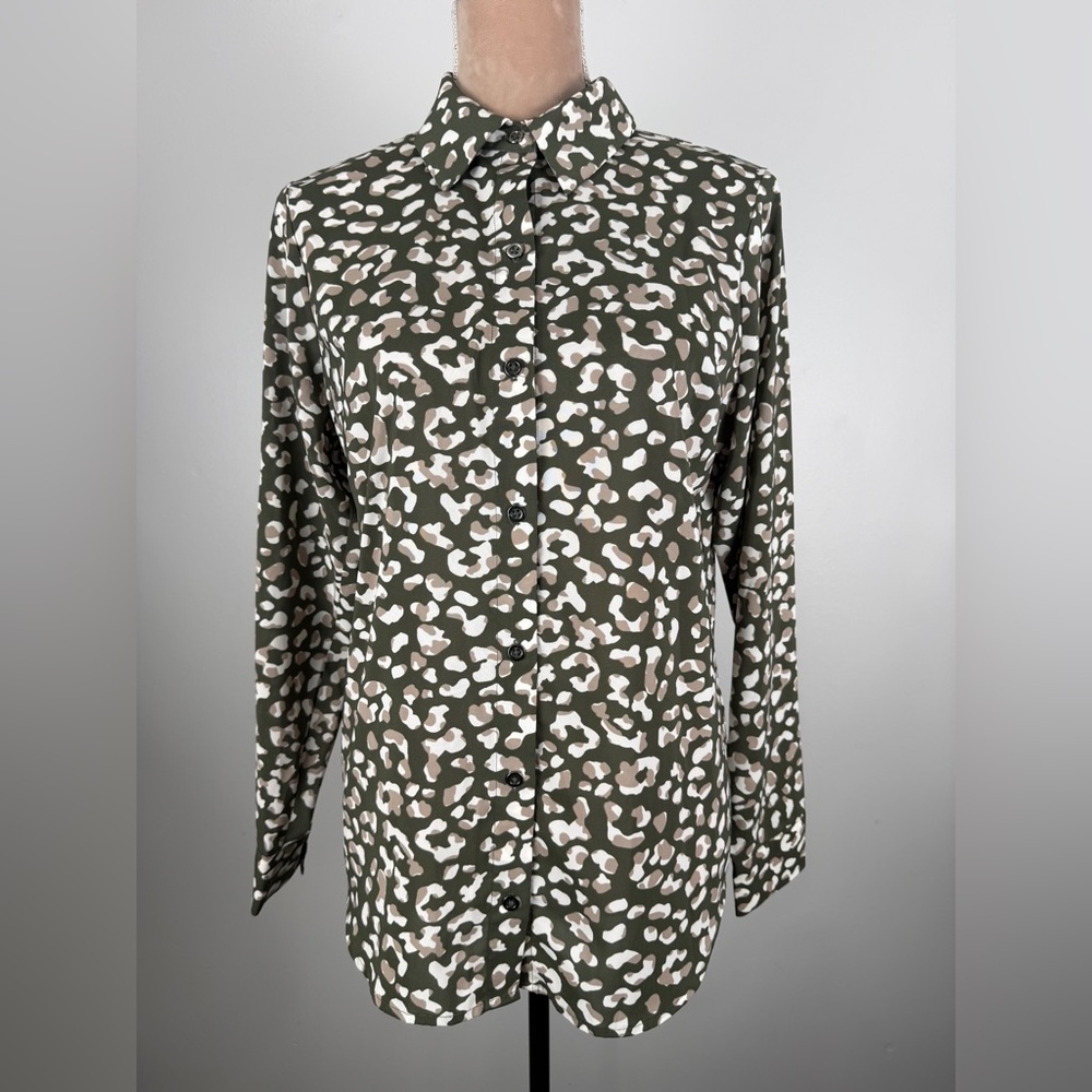 OTTO Olive and Beige Leopard Print Blouse